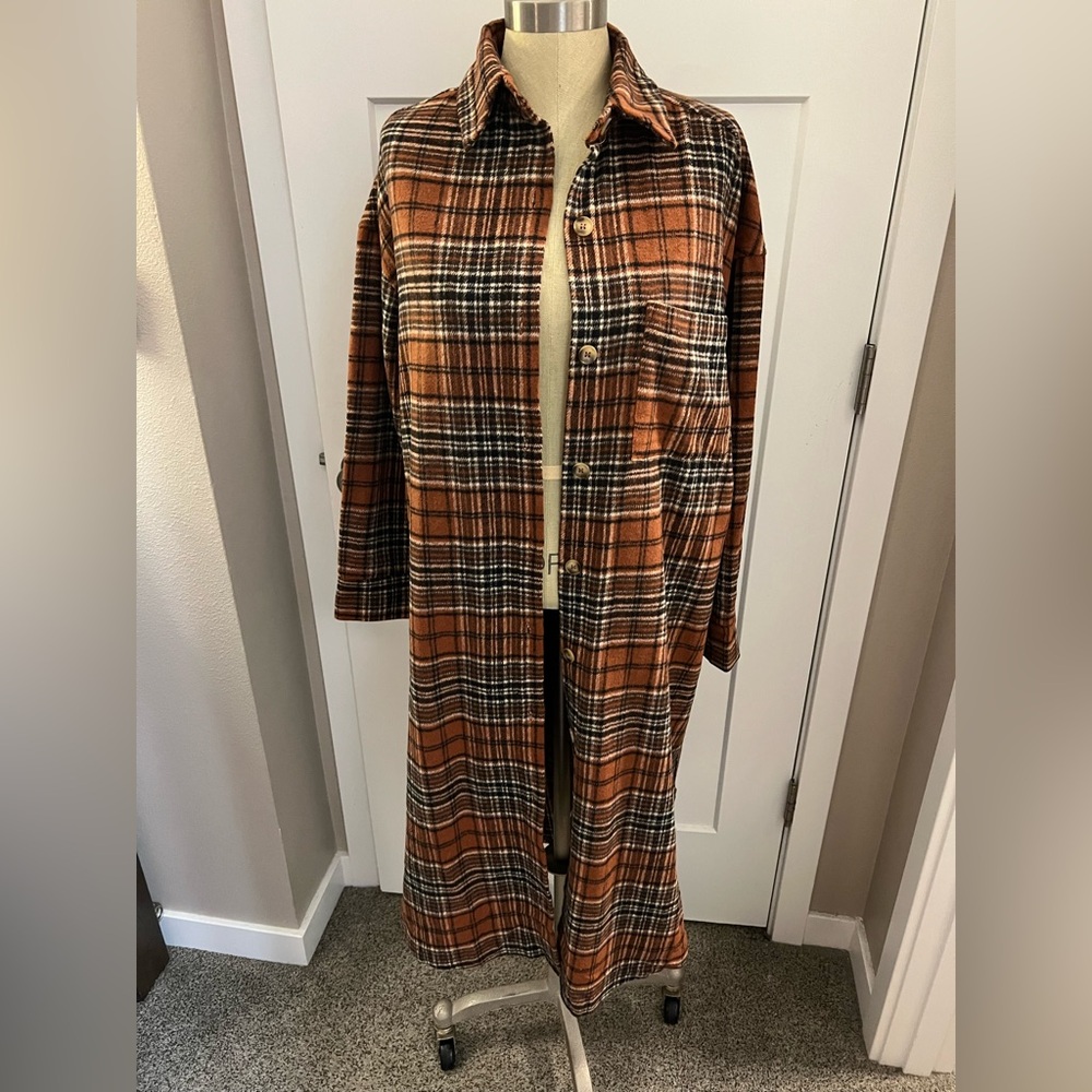 Lumiere Brown Plaid Shacket Duster - VICI